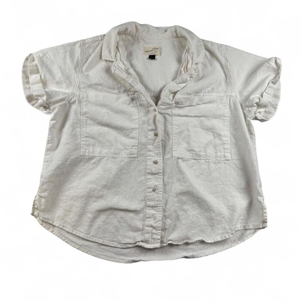 Universal Thread Women’s White Linen Utility Button Up Shirt Large